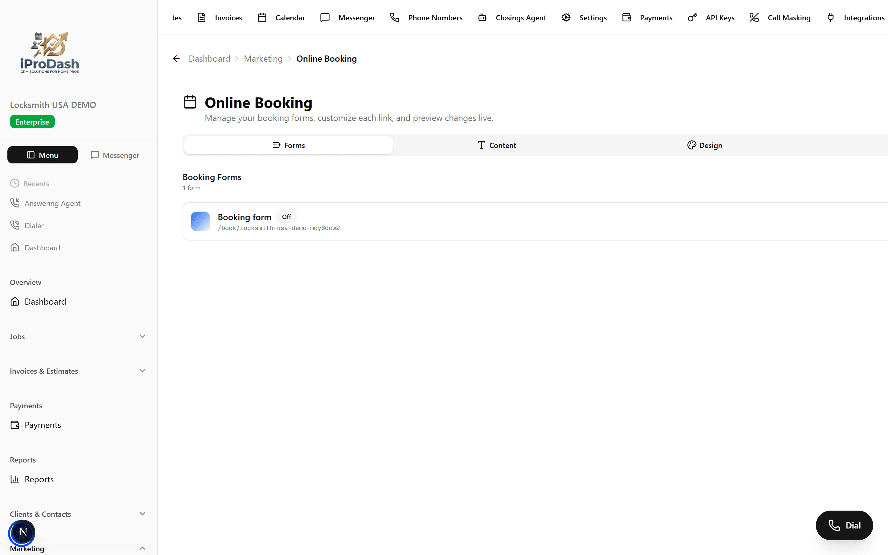 iProDash Online Booking screenshot