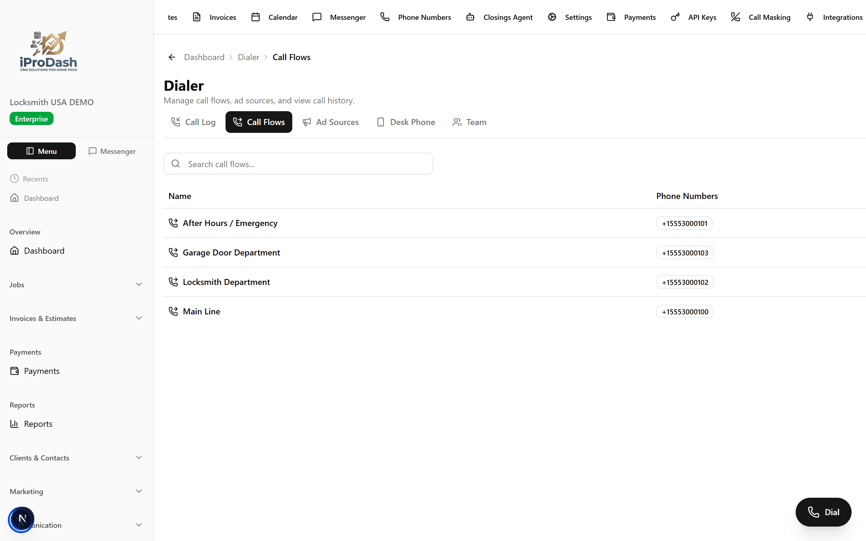 iProDash Call Flow Builder screenshot