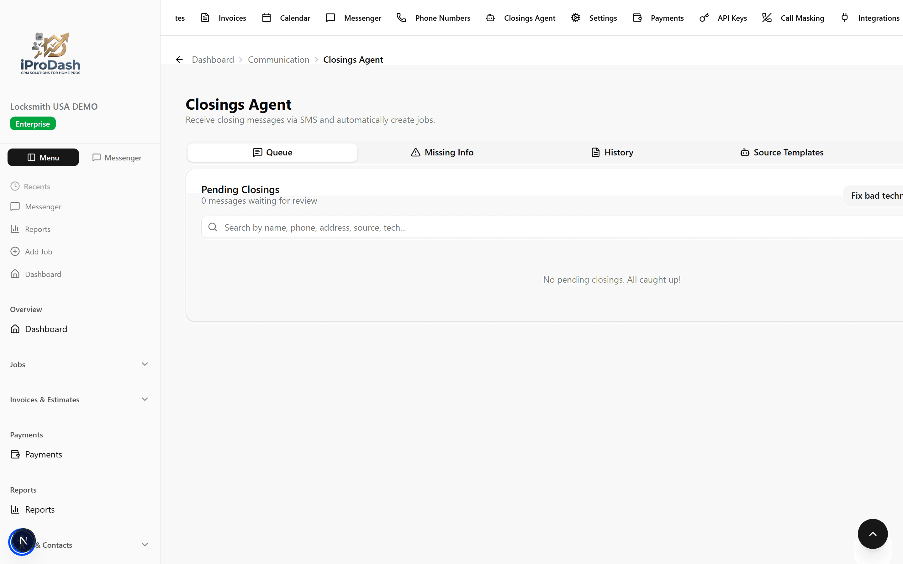 iProDash Closings Agent screenshot