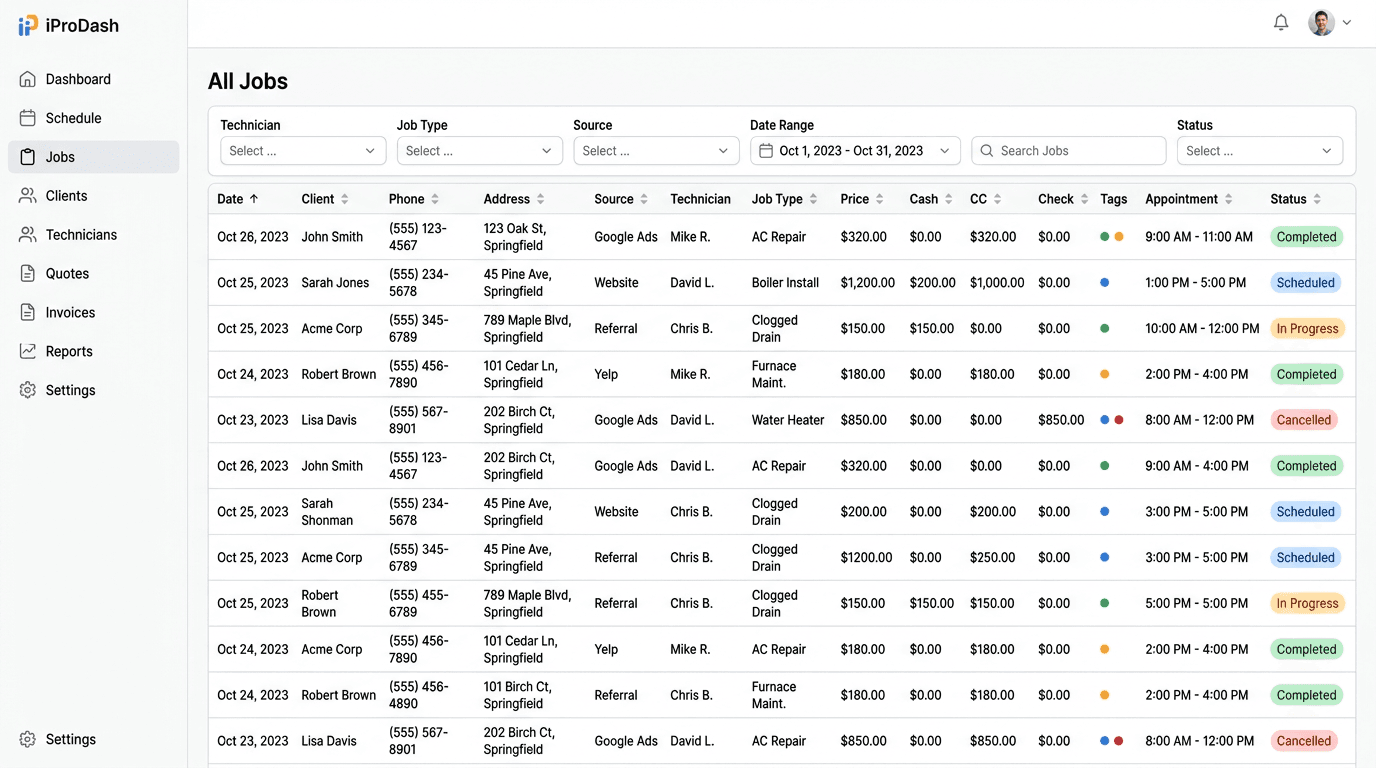 iProDash Jobs screenshot