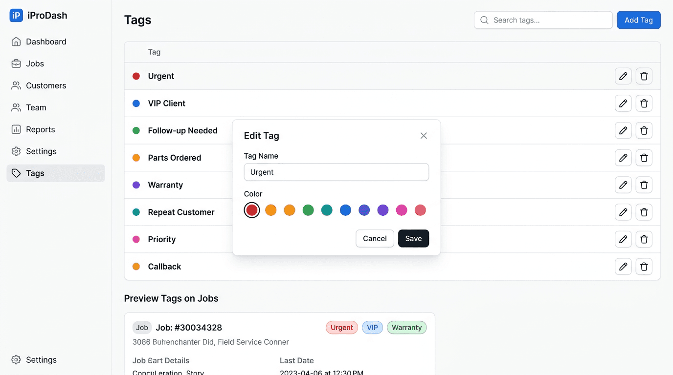 iProDash Tags screenshot